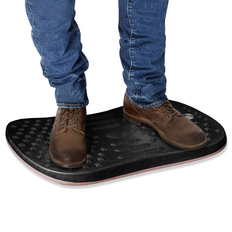 Seville Classics airLIFT Premium Anti Fatigue Wooden Balance Wobble Board Mat w/Massage Points, for Office Standing Desk, Home, Exercise, Therapy, Sports Training, Black, 20"W x 14"D - Image 1